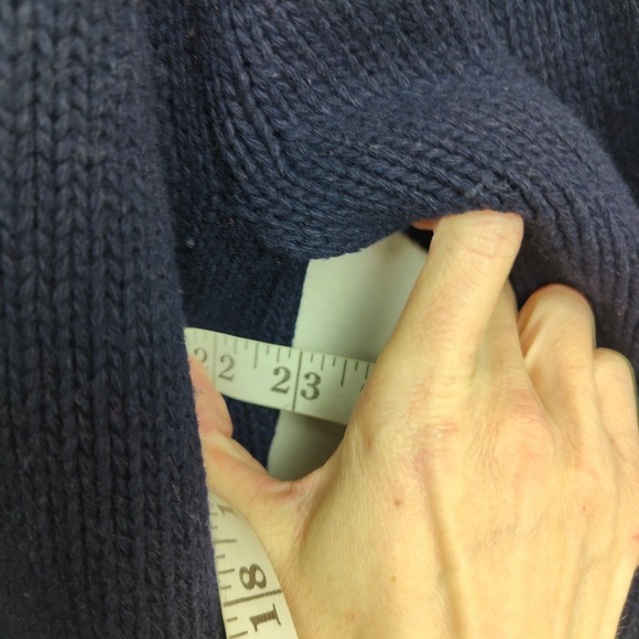 Vintage J Crew Shawl Collar Sweater Mens Large Navy Blue Wool Rabbit Blend Knit - Picture 6 of 10